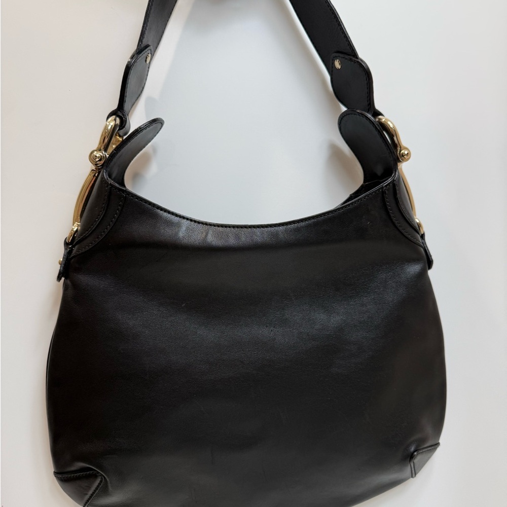 Gucci horsebit Black Leather Creole Shoulder Bag